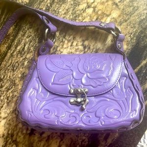 Patricia Nash Rare Vintage Purple Rose Tooled Micaela Crossbody
